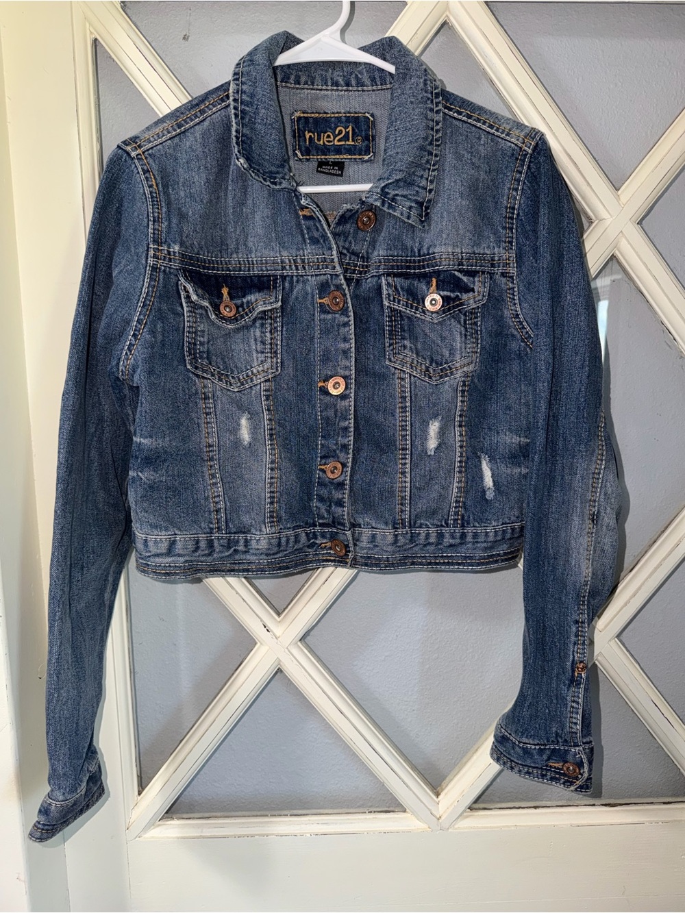 Rue21 Dark Blue Distressed Denim Jacket